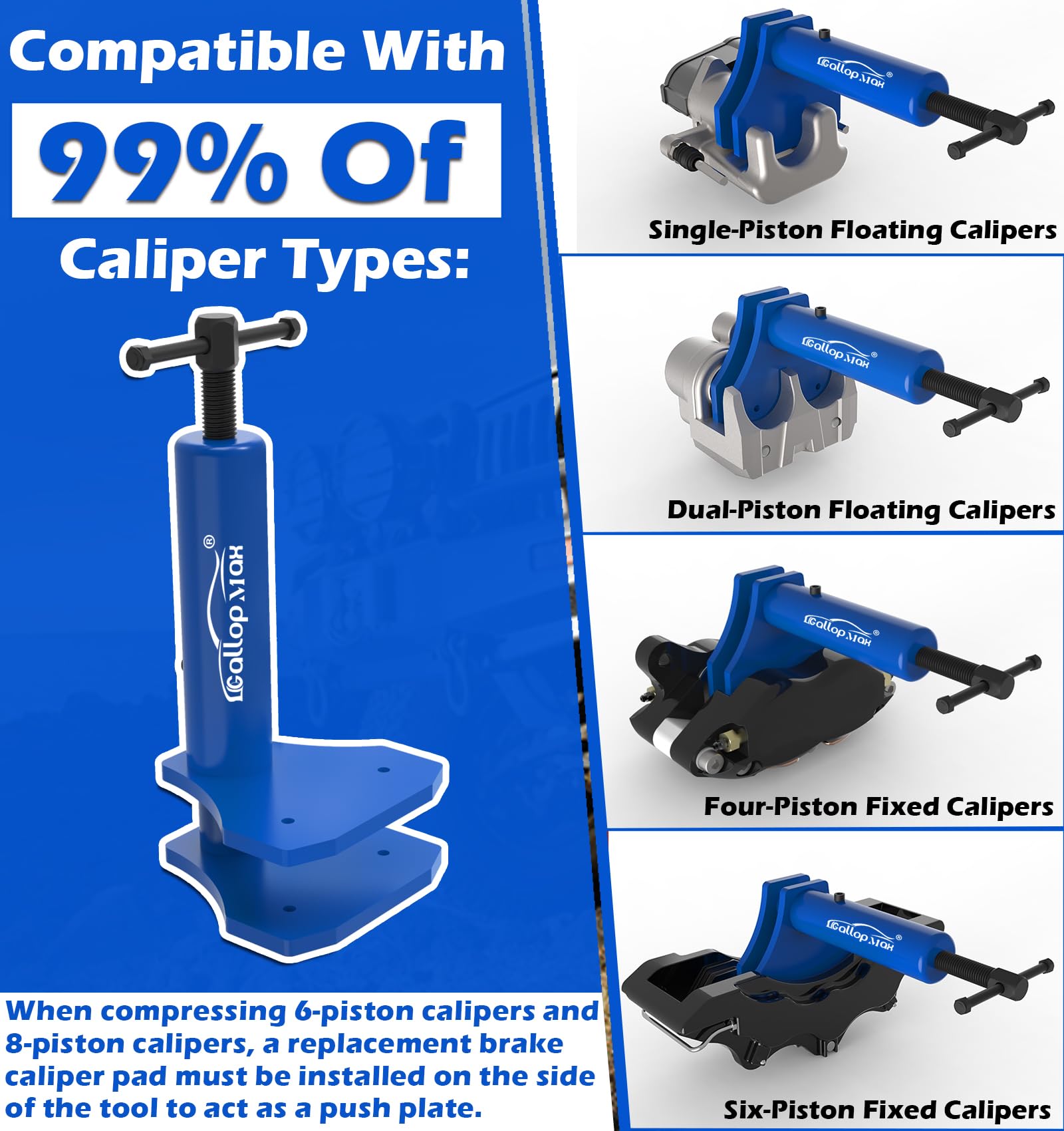Gallopmax Brake Caliper Tool - Multi Piston Brake Pad Spreader Heavy Duty Brake Caliper Piston Compression Tool